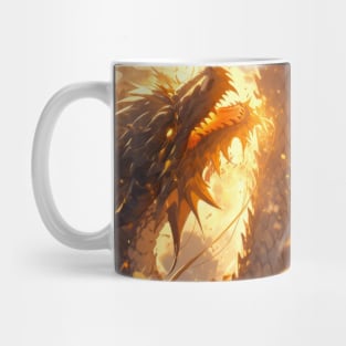 Golden Fire Dragon Ascension Art Mug